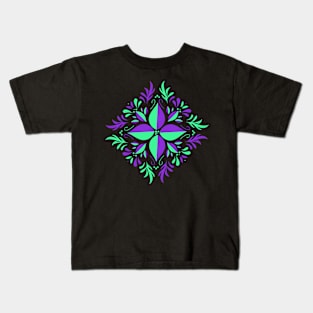 Purple green calming flower yoga meditation Kids T-Shirt